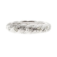 Estate 1930 Platinum Swirl Design 4.7mm Wide 15 Round Mele Diamond Ring Size 6