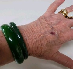 Vintage 2 X 62mm Tubular Jade Look Green Glass Bangle 82 Grams