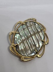 Signed JJJ 1/20 12k Gold Filled GF Oval MOP 2” Pin Brooch 7075