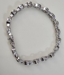 Ross Simons 925 Sterling Silver CZ Tennis Bracelet Heart Cutout Links 6.75″