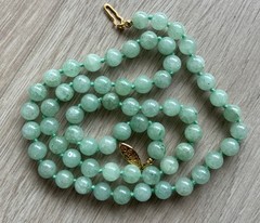 Vintage Hand-Knotted India Jade Adventure Bead Necklace 24”