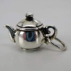 Vintage GRANDMA’S TEAPOT Charm for Bracelet STERLING SILVER Brown County NEW
