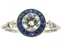 Art Deco 2CT Lab-Created Diamond & Sapphire Engagement 14K WhiteGold Finish Ring