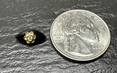 VINTAGE .5″ BLACK ONYX MARQUISE WITH 14K FLOWER & DIAMOND INSERT N328