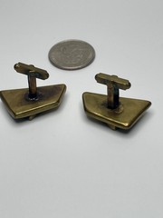 Vintage Heavy Brutalist Style Asymmetrical Heavy Solid Geometric Cufflinks