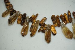 Vintage Chunky Statement Necklace Tigers Eye and Natural Quartz Crystals 19″-22″