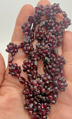 Vintage Garnet Beaded Necklace Burgundy Bohemian Cluster 27″ 77GR Estate