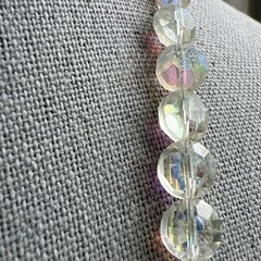 Vintage Aurora Borealis Crystal Necklace, 17″; Nice