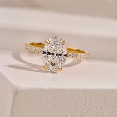 2Ct Oval Cut Lab Grown Solitaire Diamond 14k Yellow Gold Finish Engagement Ring