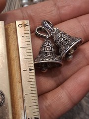 Vintage Sterling Silver Ringing Bell Pendants/ Charms X2