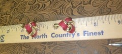 VINTAGE Red & Gold Unbranded Enamel Metal Alloy Clip-on Earrings Great Condition