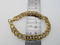 Well-Made Gold Tone Prong Set Rhinestone Chain 7 1/2″ Tennis Style Bracelet B1