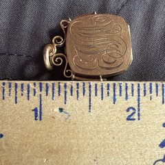 Antique Wightman & Hough (W&H Co.) 4.7g Gold Fill Square Locket Ruby Gem Mono