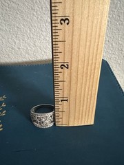 Vintage QVC Diamonique Solid White Gold Open Art Nouveau Floral CZ Ring Size 9