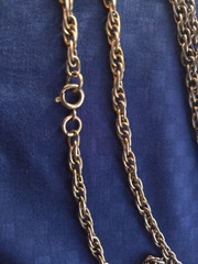 Vtg Mid Century Filigree Pendant Necklace Cabochon Glass 60s 70s Boho