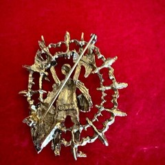 P E P Signed Knight Armor Brooch Shield Book Piece Gold Tone. Rare To Find!