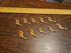 Lot Of 10 Studded Sea Horse France Vintage 60s Brass Stampings Findings Jewelry