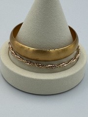 Vintage Gold Tone Bangle Set Nugget Twist Rope & Wide Satin Cuff