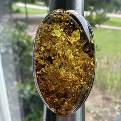 VTG Baltic Amber Statement Ring Size 8.5 Oval Large Chunky 925 Sterling 13.6g