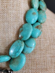 Vintage 925 Sterling Silver Genuine Turquoise Beaded Necklace