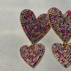 Sugarfix by Baublebar Double Heart Earrings Multicolored Rhinestone Crystals