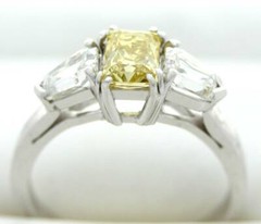KELEGE PLATINUM DIAMOND RING CERTIFIED NATURAL FANCY INTENSE YELLOW