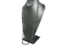 Vintage Yoli Gemstone Moss Agate Stone Faceted Glass Beaded Necklace Toggle
