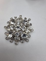 Amazing Large Clear Prong Set Layered Silver Tone Metal Snowflake Brooch Vintage