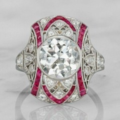Vintage Art Deco Lab Created Diamond Engagement & Wedding 925 Silver Gifted Ring