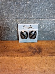 Carol Lee Vintage Medium Stripe Black Silver Signed