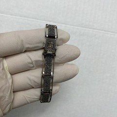 Sterling Silver Marcasite Panel Link Bracelet 925 Vintage 7 7/8 inch 21.5g