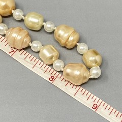 Simulated Pearl Necklace Baroque Cream Peach Collar Vintage Fish Hook Clasp 17″