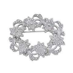 Marcasite Flower Wreath Brooch | Vintage Sterling Silver 925