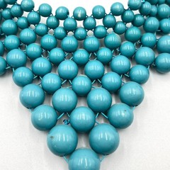Vintage Style Teal Turquoise Blue Beaded Bib Statement Necklace Boho Chic Retro