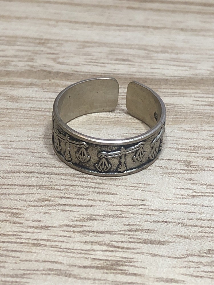 b45. jJj 925 Sterling Vintage LIBRA Zodiac Open Band Ring Adjustable, 3.5g