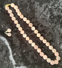 Vintage Rose Quartz 18 in Necklace w 12mm beads & matching 10 mm post earrings