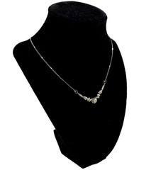 ART NOUVEAU FLORAL STERLING SILVER VINTAGE CHAIN NECKLACE 16.5″ L FLOWER CHOKER