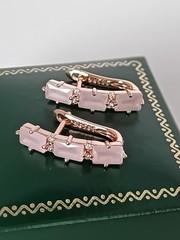 Vintage 1990-s 14 Ct Rolled Gold Pink Topaz Zircons Earrings-Hallmarked 585 RG
