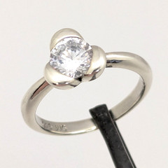 Vintage Elegant RING Silver 925 with Bright Stone -size: 6.5US (16.7mm)| UA #126