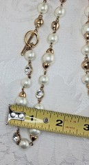 Vintage Givenchy pearl and crystal statement Rich mom necklace Ivory gold 20 in
