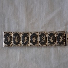 Sterling silver Niello Panel Bracelet Made In Siam