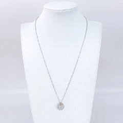 Vintage Sterling Silver 925 Disc Pendant Necklace 17.75″-19.25″