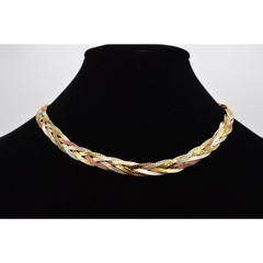 Vintage Multi-Chain Necklace Silver Gold Bronze Braided Chain NOS 1980s Bin3A