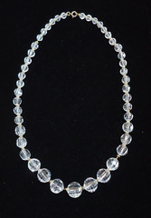Antique Clear Faceted Crystal Chain Necklace 19″
