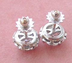 ANTIQUE 1.35ctw MINE DIAMOND PLATINUM BALLERINA SETTING 10 mm STUD EARRINGS 1930