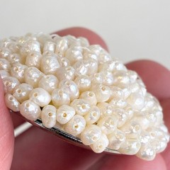 Vintage Brooch Freshwater Seed Pearl Cluster Domed Round White Silver Tone Pin