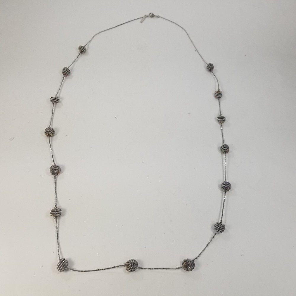 Vintage Casual Corner Metal Coil Bead Necklace 36.5″ Long