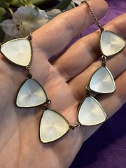 Vintage MCM Albert Scharning Enamel 935 Silver Gold Wash Station Necklace