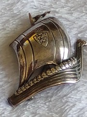 925 Signed ET Erik Thimann Viking Ship Boat Brooch Pin Vintage Denmark