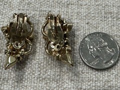 KRAMER of NY “Alexandrite” Purple/Lavender Rhinestone Clip On Gold Tone Earrings